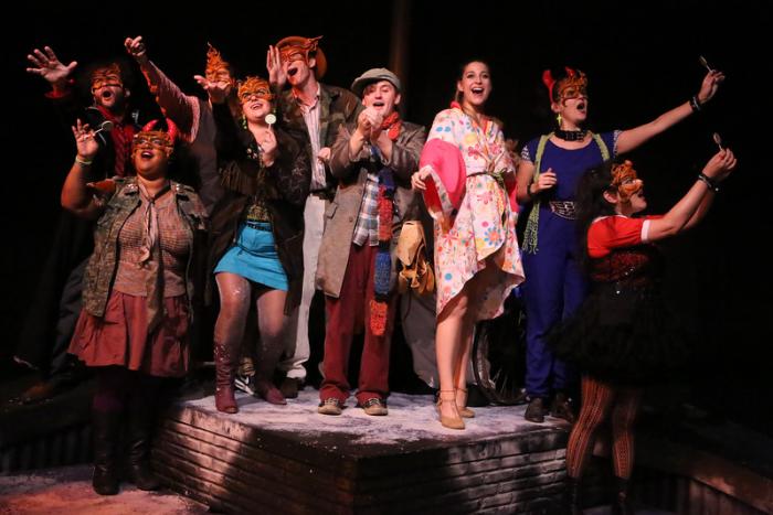 The cast of CELEBRATION by New Line Theatre, Sept 29-Oct 22, 2016. Photo Credit: Jill Ritter Lindberg