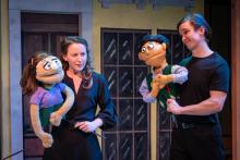 Jennifer Theby-Quinn as Kate Monster and Andrew Keeler as Princeton in AVENUE Q, Jan 25 - Mar 3 at The Playhouse@Westport Plaza (Photo Credit: John Flack)